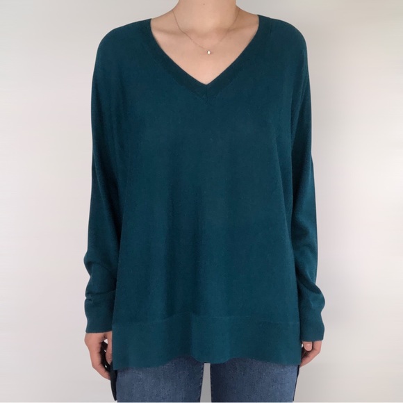 NWT Eileen Fisher‎ Royal Alpaca Knit Sweater Size L Green Blue Colorblock - Picture 1 of 8